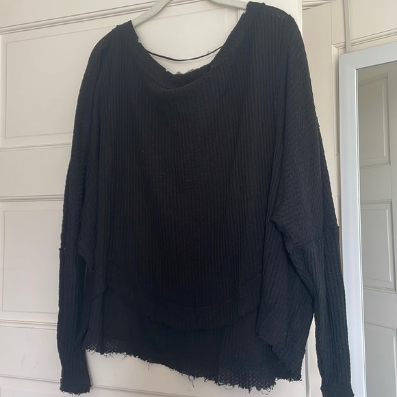Free People Overzised Waffle Long Sleeve - Picture 1 of 5